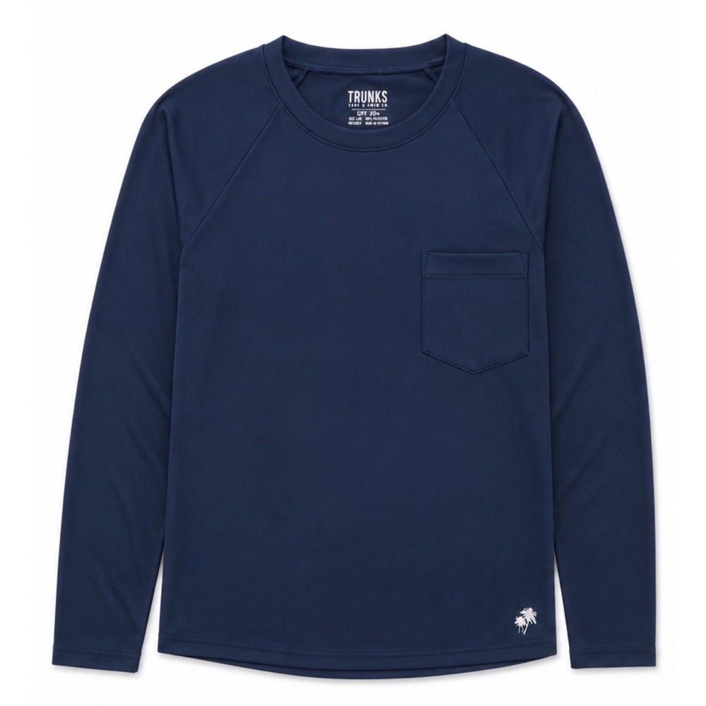 Trunks Surf & Swim Co Mens UPF 20+ Navy Blue Long Sleeve Sun Shirt Size Large